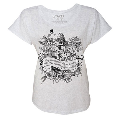 Alice Flamingo Birds of a Feather Tri-Blend Wide Neck Dolman T-shirt