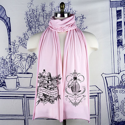 Alice Flamingo Birds of a Feather Wonderland Screen printed Cotton Scarf