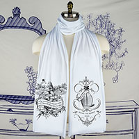Alice Flamingo Birds of a Feather Wonderland Screen printed Cotton Scarf