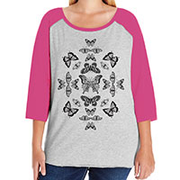 Butterfly Effect Curvy Plus Size Raglan Baseball T-shirt