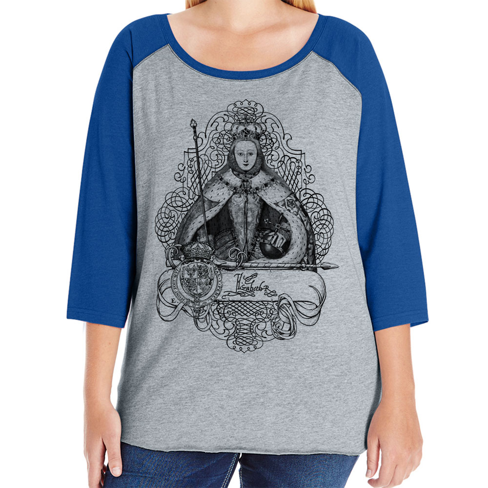 Queen Elizabeth I Curvy Plus Size Raglan Baseball T-shirt