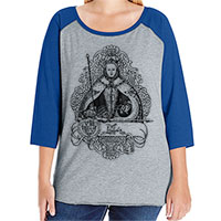 Queen Elizabeth I Curvy Plus Size Raglan Baseball T-shirt
