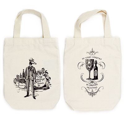 Giraffe Anthropomorphic Organic Cotton Liquor and Wine Bottle Tote Bag