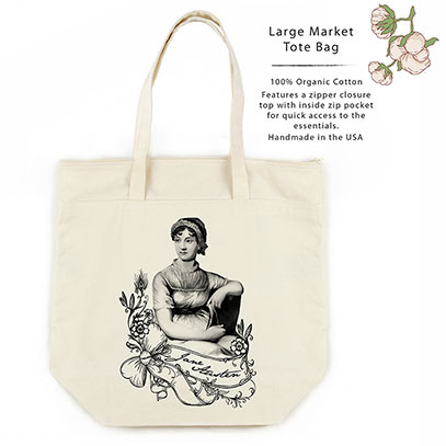 Jane Austen Organic Cotton Large Market Tote Bag