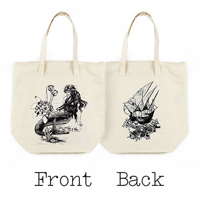 Mermaid La Luxure Organic Cotton Large Market Tote Bag - TIMT