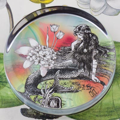 Mermaid La Luxure Glass Round Paperweight