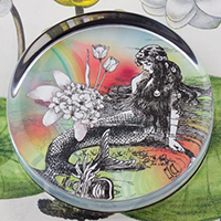 Mermaid La Luxure Glass Round Paperweight