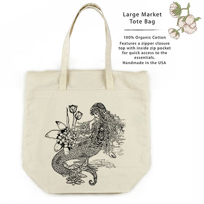 Mermaid La Luxure Organic Cotton Large Market Tote Bag
