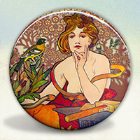 Mucha Woman with Bird