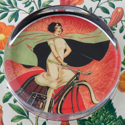 Cycles Onyx French Art Deco Bicycle Lady Paperweight