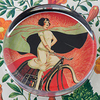 Cycles Onyx French Art Deco Bicycle Lady Paperweight