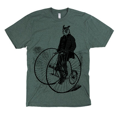 Gentleman Owl on a Bicycle Men's or Unisex T-shirt