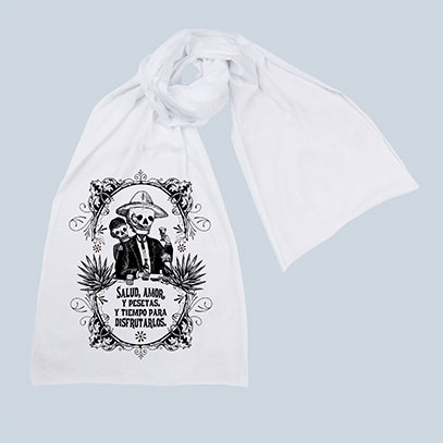 Calavera's Toasting Screen printed Cotton Scarf
