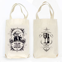 Calavera's Toasting Organic Cotton Liquor and Wine Bottle Tote Bag
