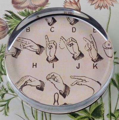 Sign Language Glass Round Paperweight